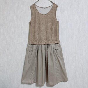 Lishiya Beige Sleeveless Docking Dress Size L